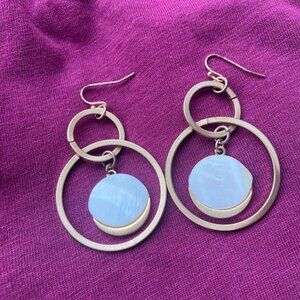 Gold-Tone Circle Drop Earrings With Iridescent Shell Accents